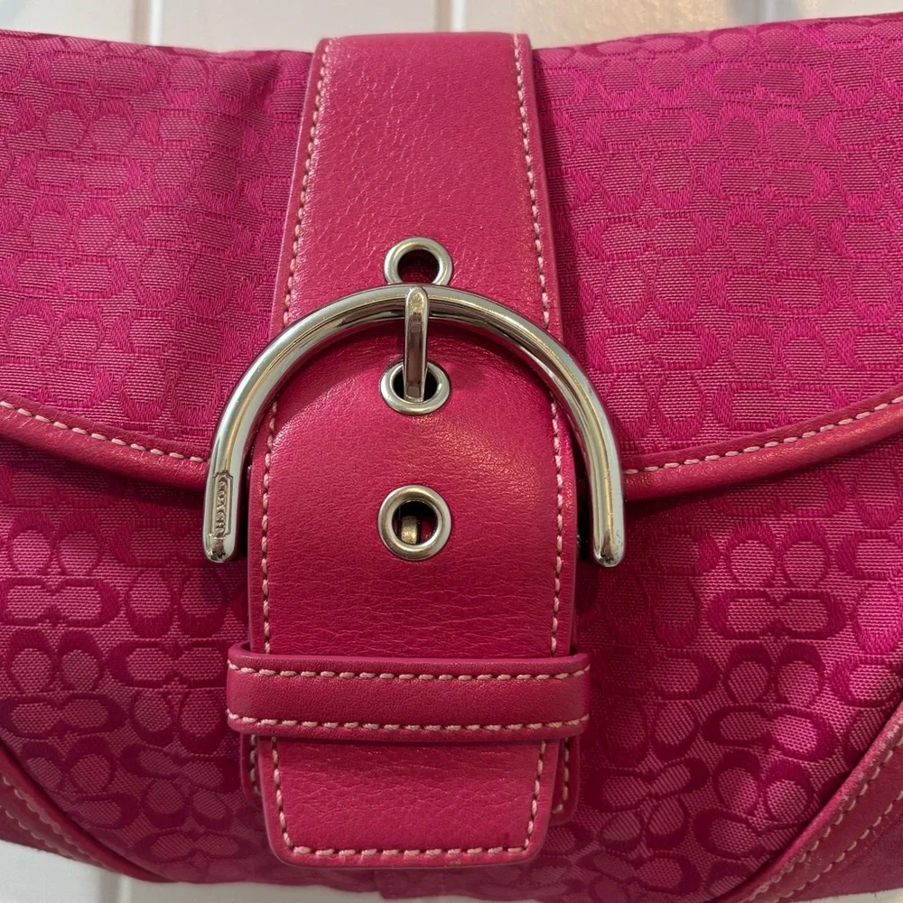 Coach Soho Mini Pink Signature Canvas Suede Denim Vintage Y2K Coach 6818 - Picture 6 of 15